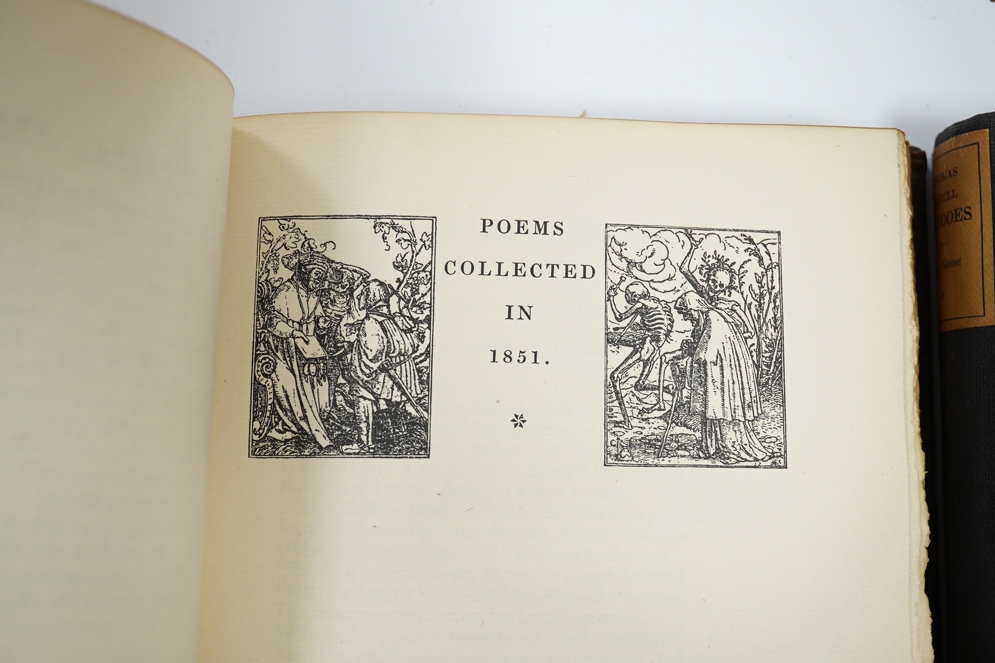 Beddoes, Thomas - The Complete Works of ... Edited with a memoir by Sir Edmund Gosse. And decorated by The Dance of the Death of Hans Holbein. 2vols. (Limited Edition of 750 numbered sets). pictorial titles, portrait and